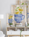 Teacup lemon tea - Food Painting Print on Natural Pine Wood