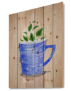 Teacup mint tea kraft - Food Painting Print on Natural Pine Wood