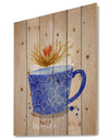 Teacup white tea kraft - Food Painting Print on Natural Pine Wood