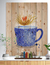 Teacup white tea kraft - Food Painting Print on Natural Pine Wood