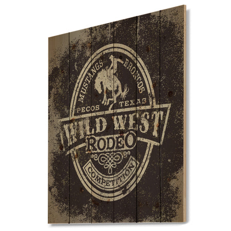 Wild west rodeo - Farmhouse Art Print on Natural Pine Wood