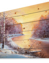 Painting winter forest - Landscapes Painting Print on Natural Pine Wood