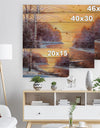 Painting winter forest - Landscapes Painting Print on Natural Pine Wood