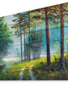 Colorful Summer Forest in Waterfall - Landscapes Painting Print on Natural Pine Wood