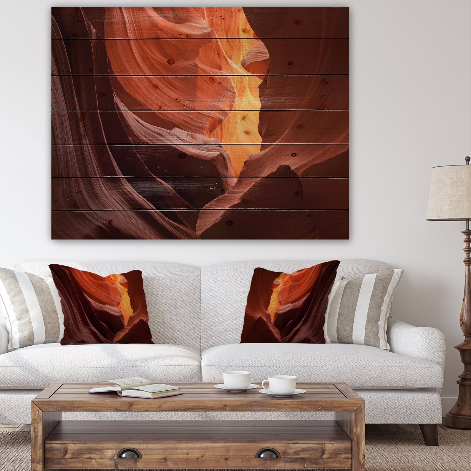 Lower Antelope Slot Canyon - Canyon Print on Natural Pine Wood
