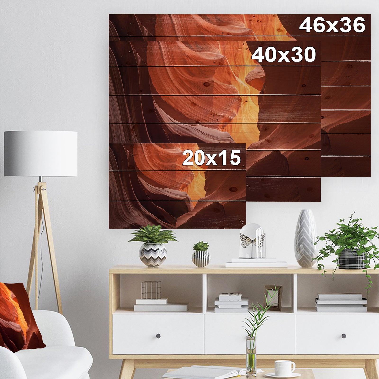 Lower Antelope Slot Canyon - Canyon Print on Natural Pine Wood