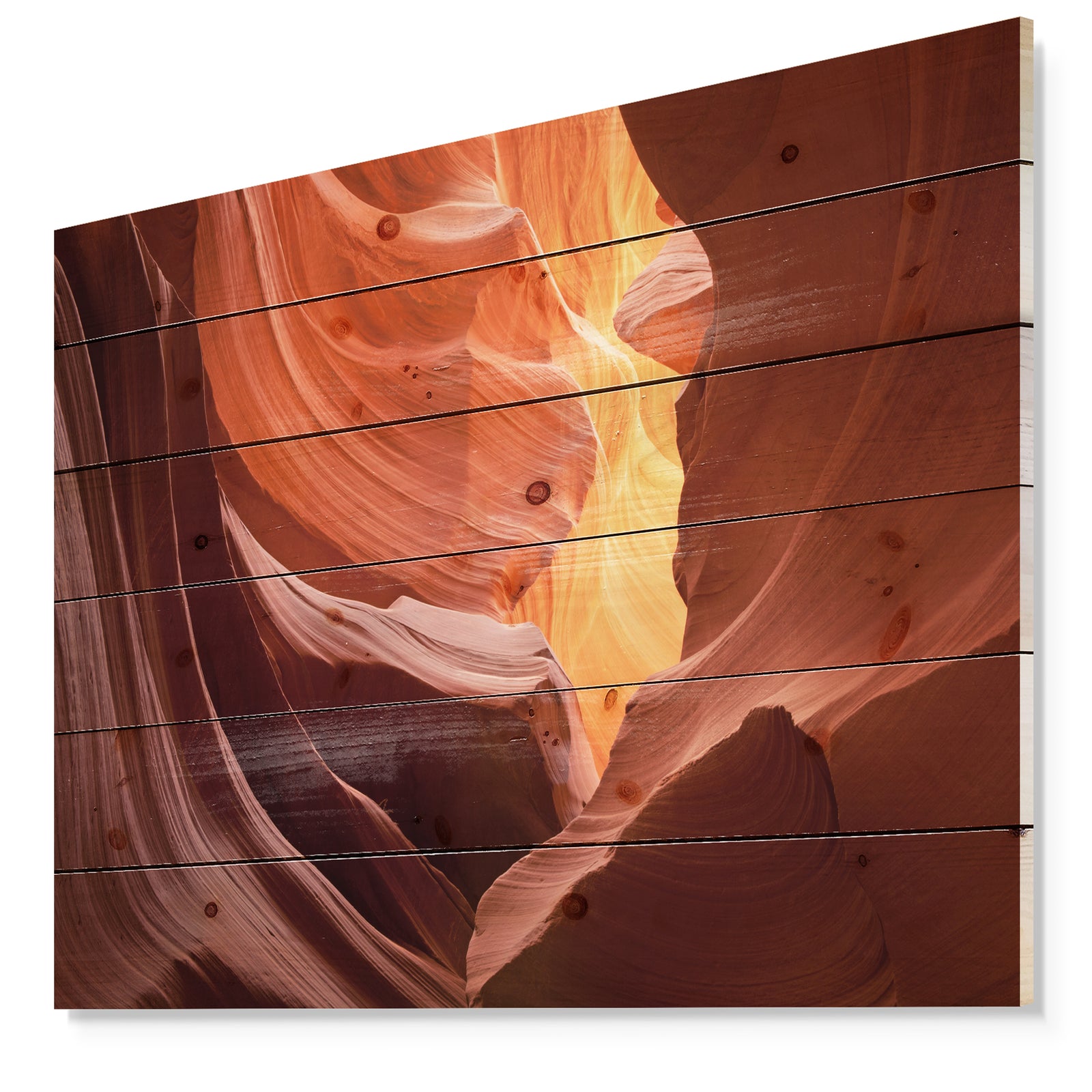 Lower Antelope Slot Canyon - Canyon Print on Natural Pine Wood