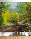 Summer Forest in Beautiful River - Landscapes Painting Print on Natural Pine Wood