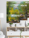 Summer Forest in Beautiful River - Landscapes Painting Print on Natural Pine Wood