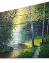 River with Waterful - Landscapes Painting Print on Natural Pine Wood