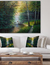 River with Waterful - Landscapes Painting Print on Natural Pine Wood