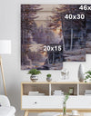 Winter Forest with the River in Frosty Day - Landscapes Painting Print on Natural Pine Wood