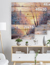 Winter Landscape with a River - Landscapes Painting Print on Natural Pine Wood