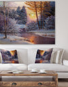 Winter Forest in River - Landscapes Painting Print on Natural Pine Wood