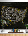 United States Chalk Yellow Vintage Map - Maps Painting Print on Natural Pine Wood