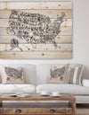 United States Vintage Map in Dirty Paper - Maps Painting Print on Natural Pine Wood