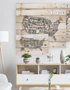 United States Vintage Map in Dirty Paper - Maps Painting Print on Natural Pine Wood