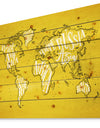 Vintage Yellow Worldmap - Maps Painting Print on Natural Pine Wood