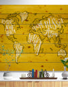 Vintage Yellow Worldmap - Maps Painting Print on Natural Pine Wood