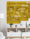 Vintage Yellow Worldmap - Maps Painting Print on Natural Pine Wood