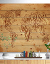Vintage Worldmap in Chalk Background - Maps Painting Print on Natural Pine Wood