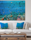 Colony of Maldives anemone fish - Sea & Shore Nautical Print on Natural Pine Wood