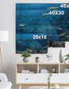 Gorgonia coral on the deep blue ocean - Sea & Shore Nautical Print on Natural Pine Wood