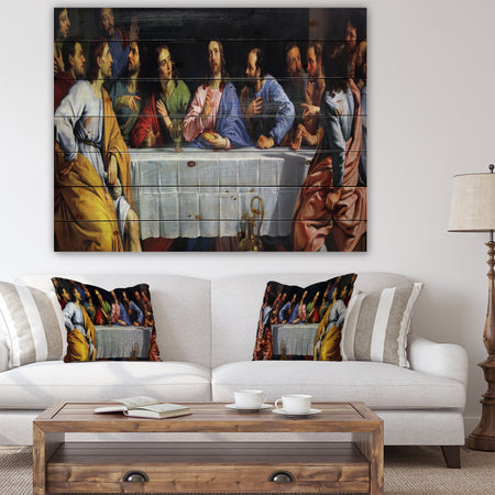 The Last Supper - Religious Print on Natural Pine Wood