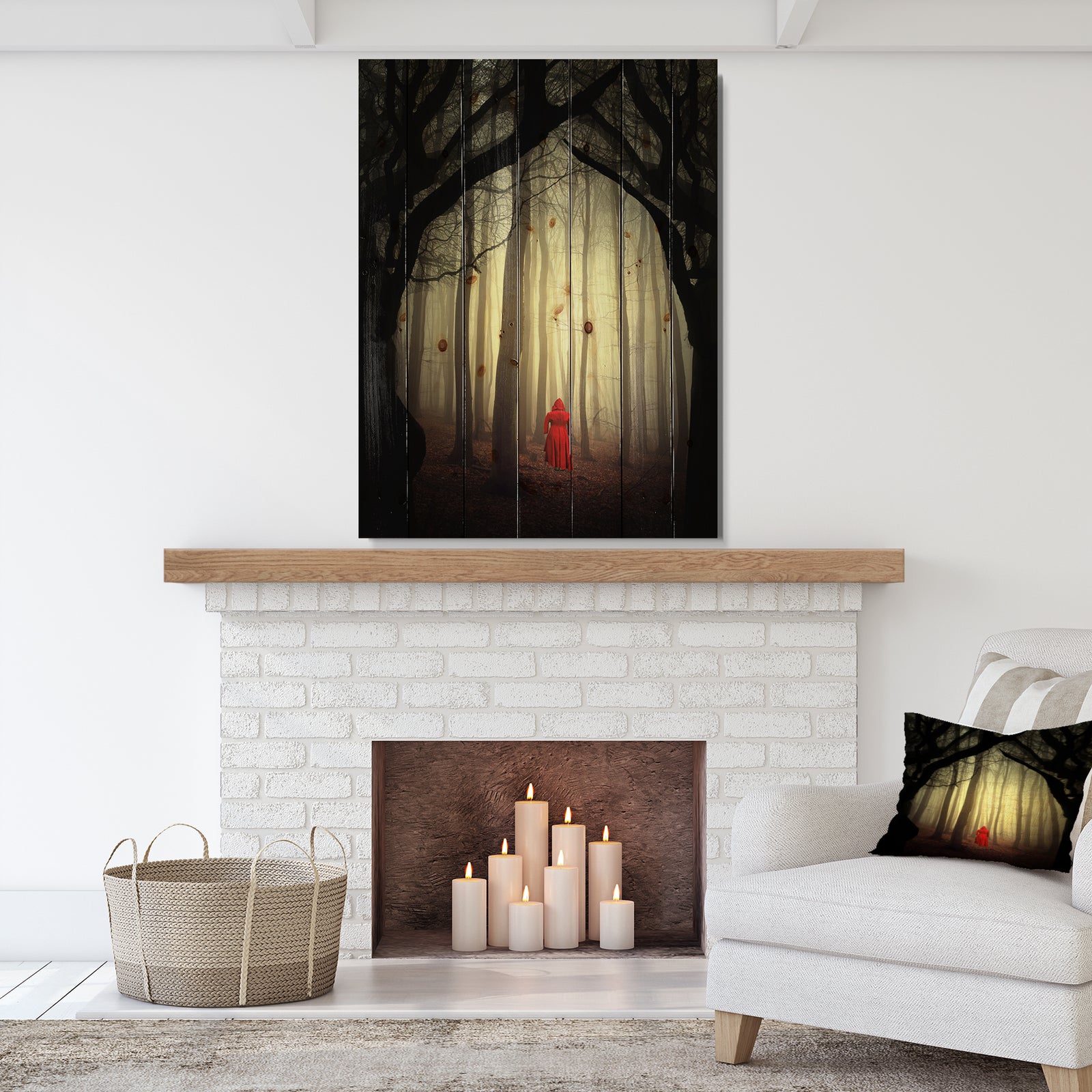 Woman in the enchanted forest - Forest People Photographic Print on Natural Pine Wood