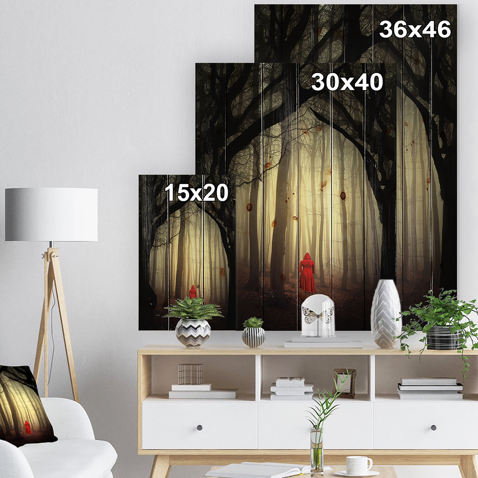 Woman in the enchanted forest - Forest People Photographic Print on Natural Pine Wood