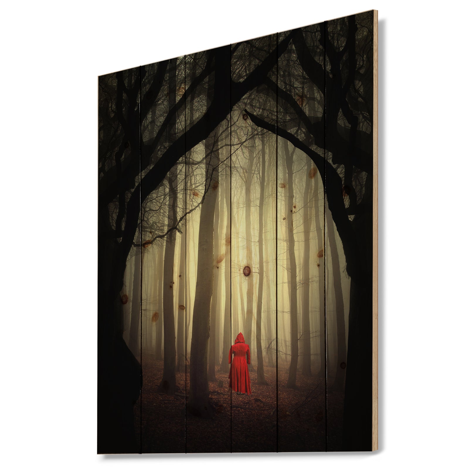 Woman in the enchanted forest - Forest People Photographic Print on Natural Pine Wood