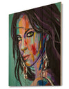 Woman Portrait Be Careful - Glamour Painting Print on Natural Pine Wood