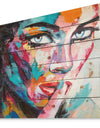Woman Portrait Can You Keep it - Glamour Painting Print on Natural Pine Wood