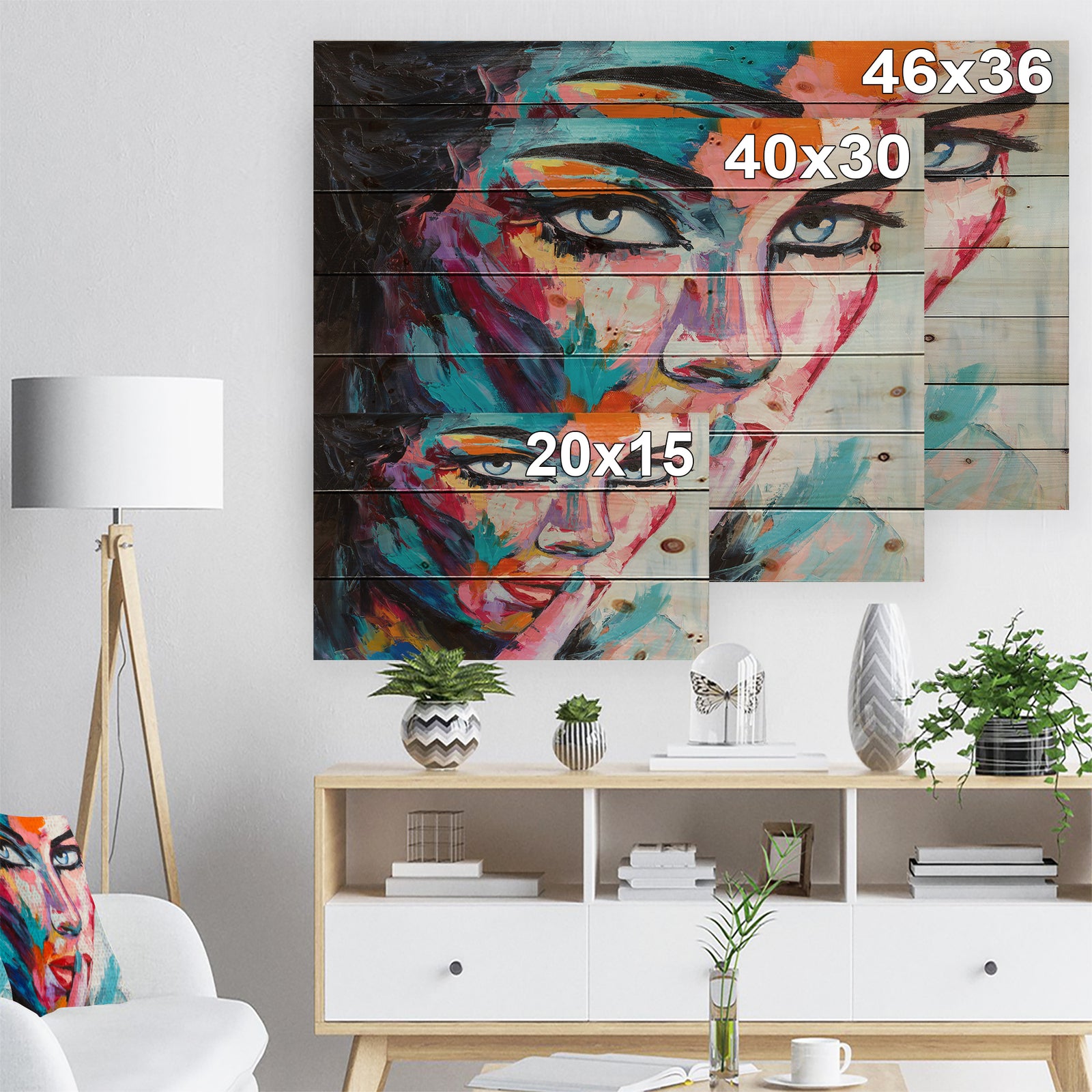 Woman Portrait Can You Keep it - Glamour Painting Print on Natural Pine Wood