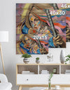 Woman Portrait Dream Catcher - Glamour Painting Print on Natural Pine Wood