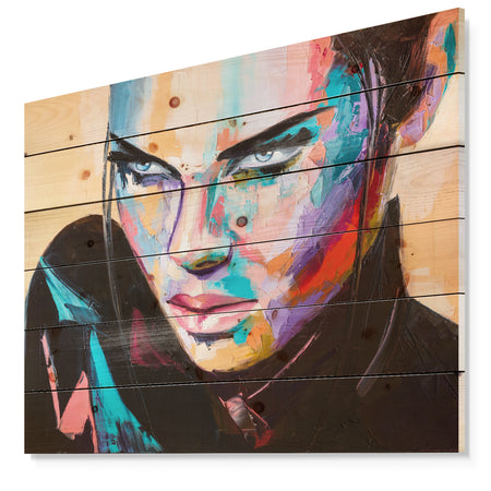 Woman Portrait Games are over - Glamour Painting Print on Natural Pine Wood