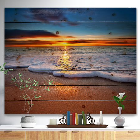 Sunrise light shining from Blue Sky - Landscapes Sea & Shore Print on Natural Pine Wood