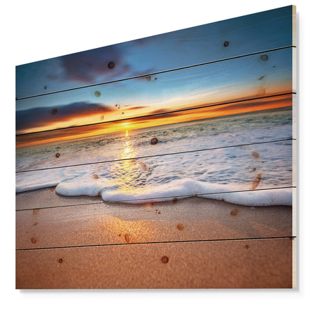 Sunrise light shining from Blue Sky - Landscapes Sea & Shore Print on Natural Pine Wood