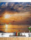 West Cost Sunrise Over The seas - Landscapes Sea & Shore Print on Natural Pine Wood