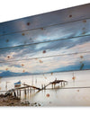 Magic Sunrise and Wooden Pier - Landscapes Sea & Shore Print on Natural Pine Wood