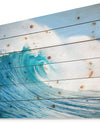 Blue Ocean Wave - Sea & Shore Print on Natural Pine Wood