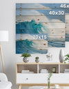 Blue Ocean Wave - Sea & Shore Print on Natural Pine Wood