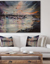 Marina bay Under Stormy Sunset - Sea & Shore Painting Print on Natural Pine Wood