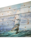 Large Sailboat - Sea & Shore Painting Print on Natural Pine Wood