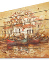 Boats on the island harbor Oil Painting - Sea & Shore Painting Print on Natural Pine Wood