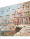 Five Old Fishing Boats in harbor - Sea & Shore Painting Print on Natural Pine Wood