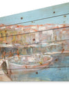 Fishing boat in Croatian Coast - Sea & Shore Painting Print on Natural Pine Wood