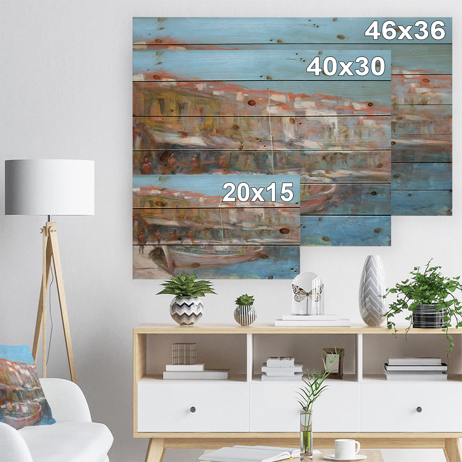 Fishing boat in Croatian Coast - Sea & Shore Painting Print on Natural Pine Wood