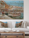 Two Vintage Fishing Boat - Sea & Shore Painting Print on Natural Pine Wood