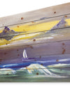 Sailing yacht in storm - Sea & Shore Painting Print on Natural Pine Wood